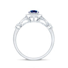 5mm London Blue Topaz Antique Engagement Ring with Diamond Halo AAA - Rosec Jewels