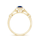 5mm London Blue Topaz Antique Engagement Ring with Diamond Halo AAA - Rosec Jewels