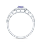 Tanzanite Vintage Looking Engagement Ring with Diamond Halo AAA - Rosec Jewels