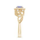 Tanzanite Vintage Looking Engagement Ring with Diamond Halo AAA - Rosec Jewels