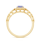 Tanzanite Vintage Looking Engagement Ring with Diamond Halo AAA - Rosec Jewels