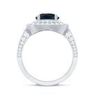 8mm Round London Blue Topaz Double Halo Engagement Ring with Moissanite AAA - Rosec Jewels