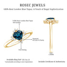 2 Carat Heart London Blue Topaz Engagement Ring with Diamond AAA - Rosec Jewels