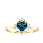 2 Carat Heart London Blue Topaz Engagement Ring with Diamond AAA - Rosec Jewels