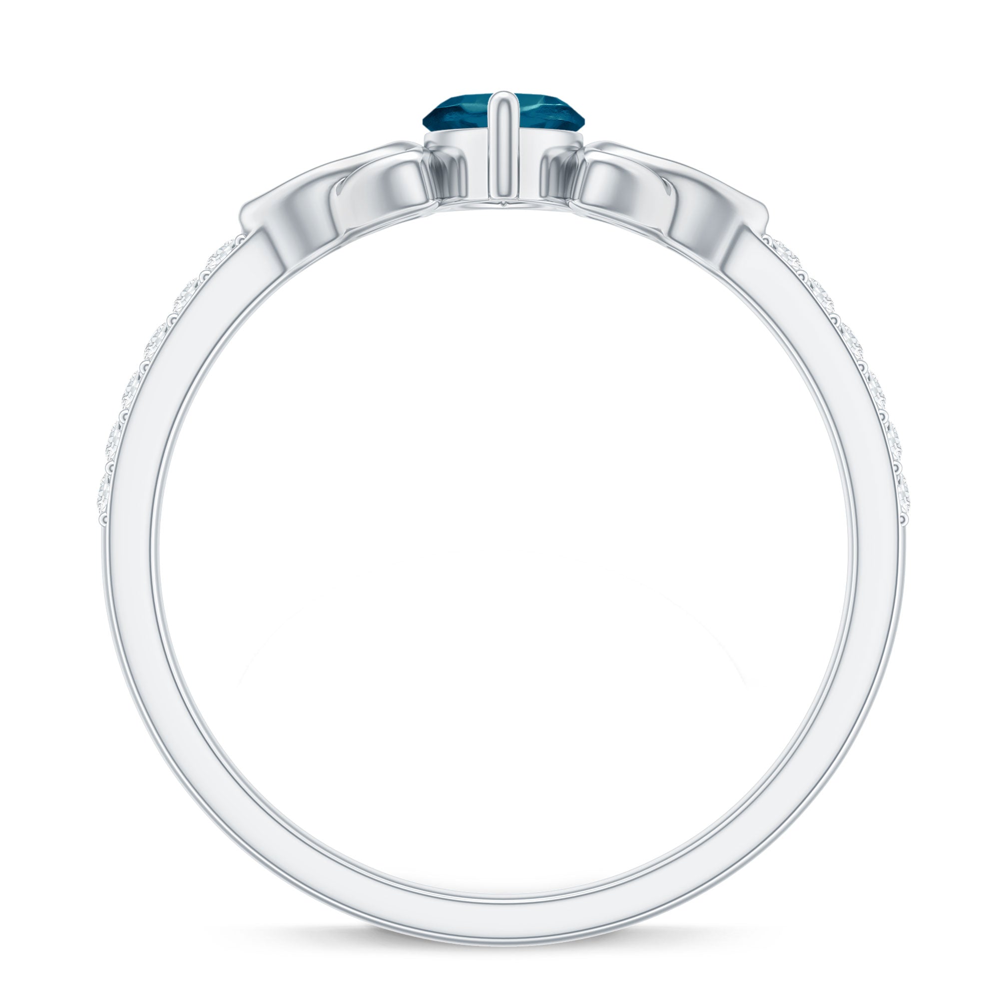 4x8mm Marquise Cut London Blue Topaz Celtic Engagement Ring with Diamond AAA - Rosec Jewels