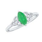 Rosec Jewels-Marquise Cut Emerald Celtic Knot Engagement Ring with Diamonds