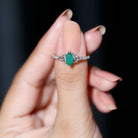 Rosec Jewels-Marquise Cut Emerald Celtic Knot Engagement Ring with Diamonds