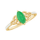 Rosec Jewels-Marquise Cut Emerald Celtic Knot Engagement Ring with Diamonds