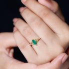 Rosec Jewels-Marquise Cut Emerald Celtic Knot Engagement Ring with Diamonds