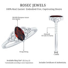 Real Garnet Diamond Marquise Engagement Ring with Celtic Knot AAA - Rosec Jewels