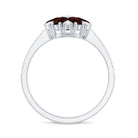 Natural Garnet Flower Engagement Ring with Diamond AAA - Rosec Jewels