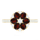 Natural Garnet Flower Engagement Ring with Diamond AAA - Rosec Jewels
