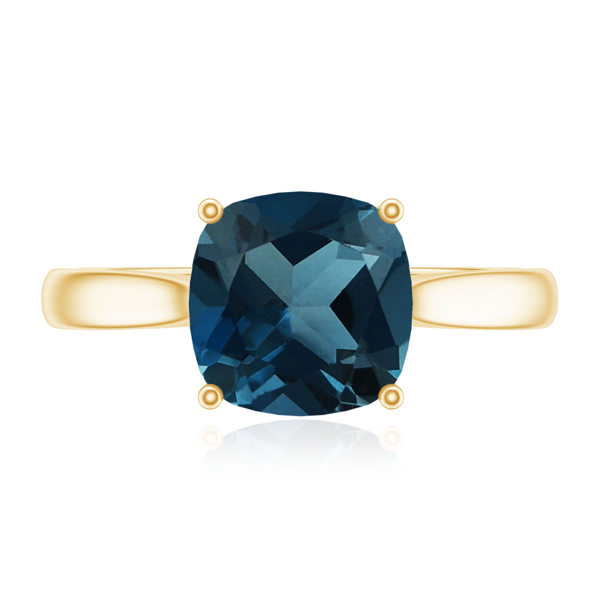 Solitaire Cushion Cut London Blue Topaz Cathedral Engagement Ring AAA - Rosec Jewels