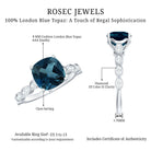 Cushion Cut London Blue Topaz Vintage Engagement Ring with Diamonds AAA - Rosec Jewels