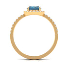 6X8mm Oval Cut London Blue Topaz Classic Engagement Ring with Diamond Halo AAA - Rosec Jewels