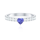 Natural Tanzanite Heart Proposal Ring with Diamond AAA - Rosec Jewels