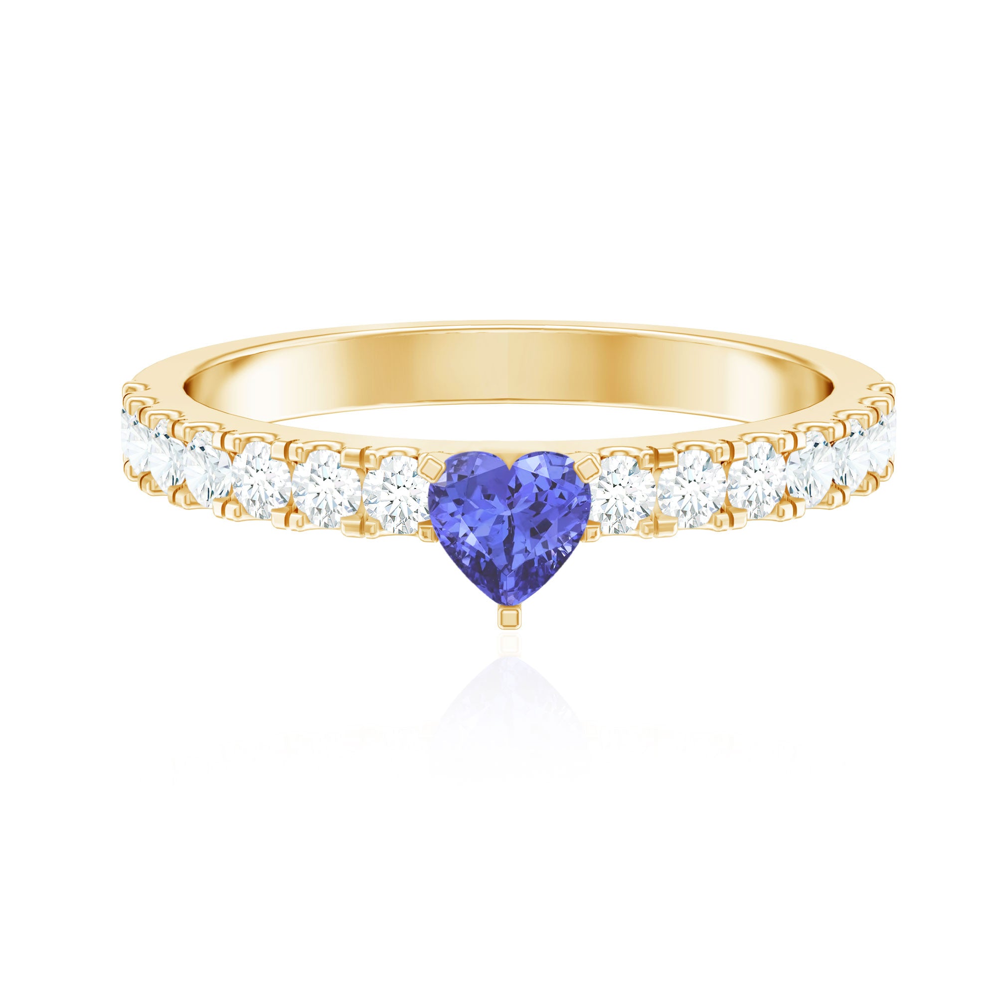Natural Tanzanite Heart Proposal Ring with Diamond AAA - Rosec Jewels
