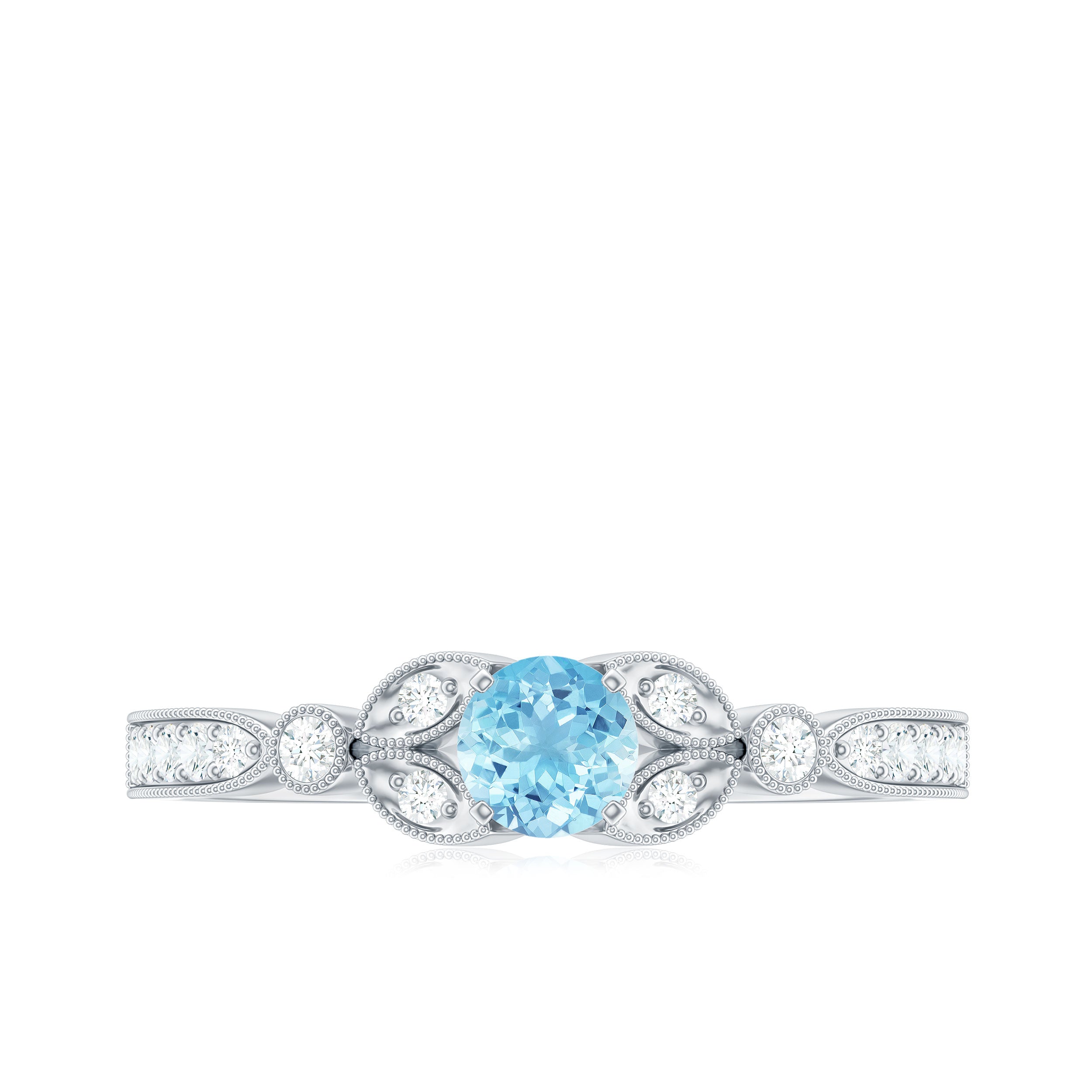 Rosec Jewels-Natural Aquamarine Diamond Engagement Ring With Certificate