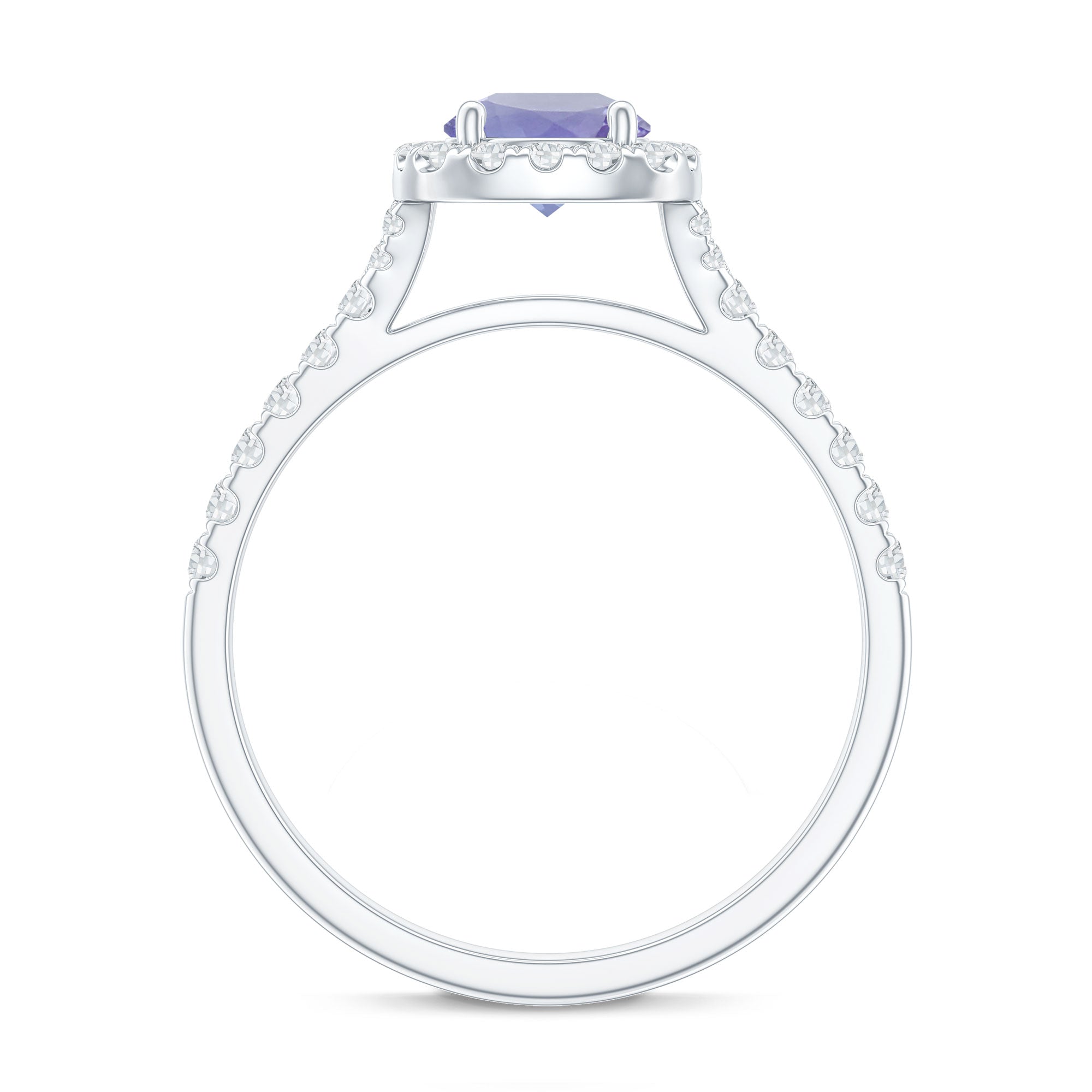 Genuine Tanzanite Halo Engagement Ring with Diamond AAA - Rosec Jewels