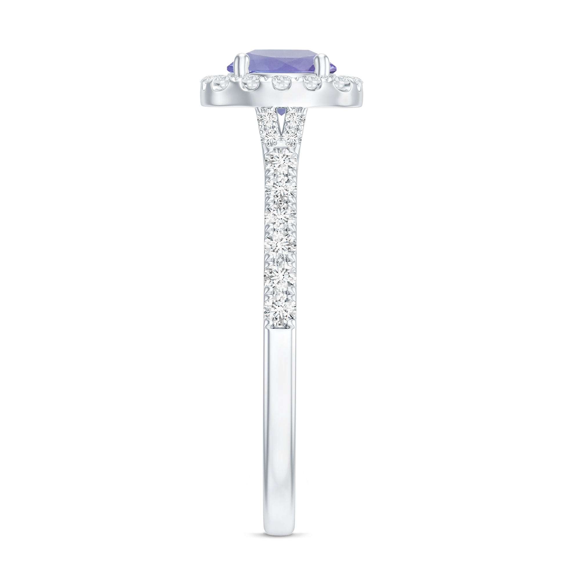 Genuine Tanzanite Halo Engagement Ring with Diamond AAA - Rosec Jewels