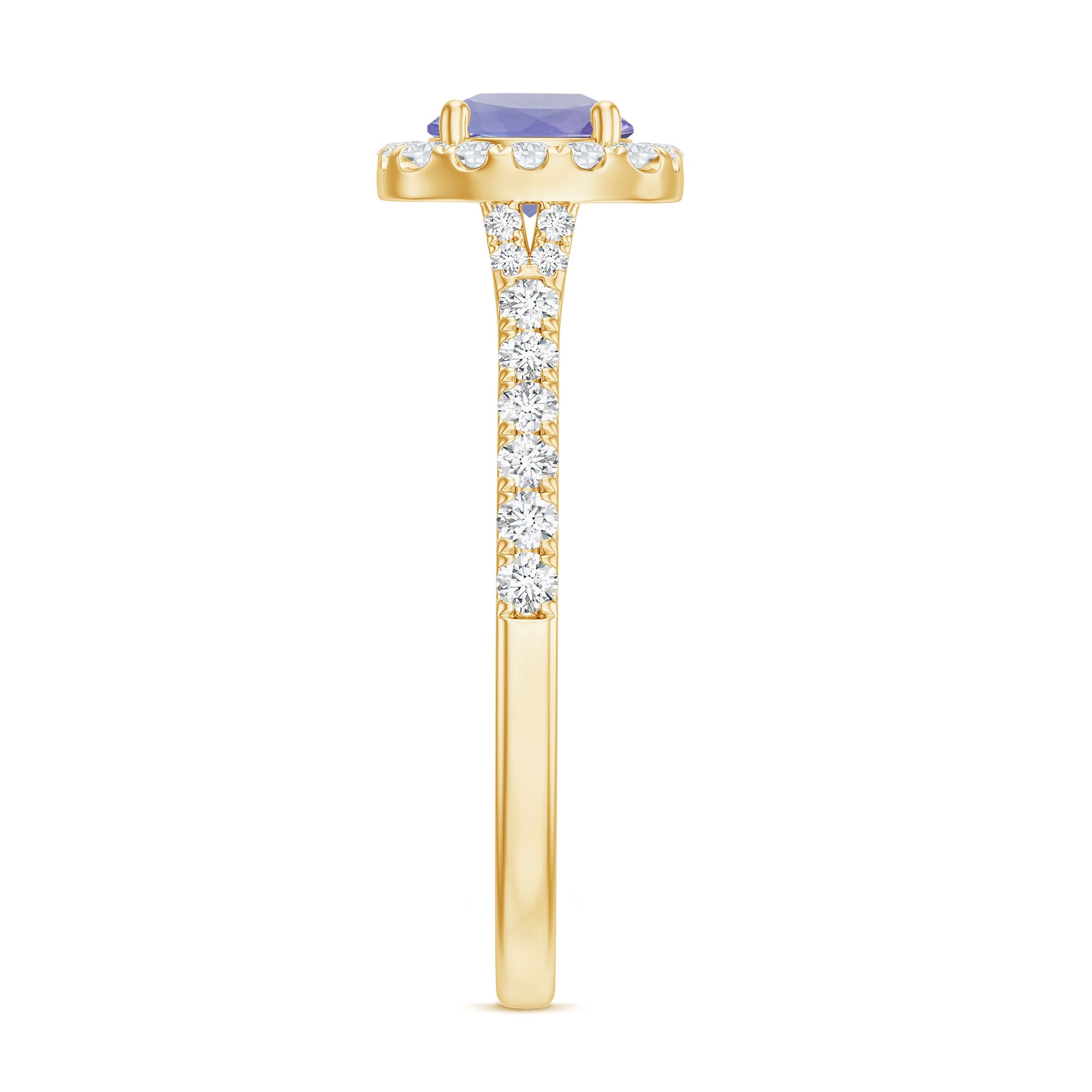 Genuine Tanzanite Halo Engagement Ring with Diamond AAA - Rosec Jewels