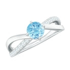 Rosec Jewels-Genuine Aquamarine Engagement Ring with Diamond Infinity Shank