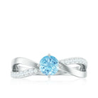 Rosec Jewels-Genuine Aquamarine Engagement Ring with Diamond Infinity Shank
