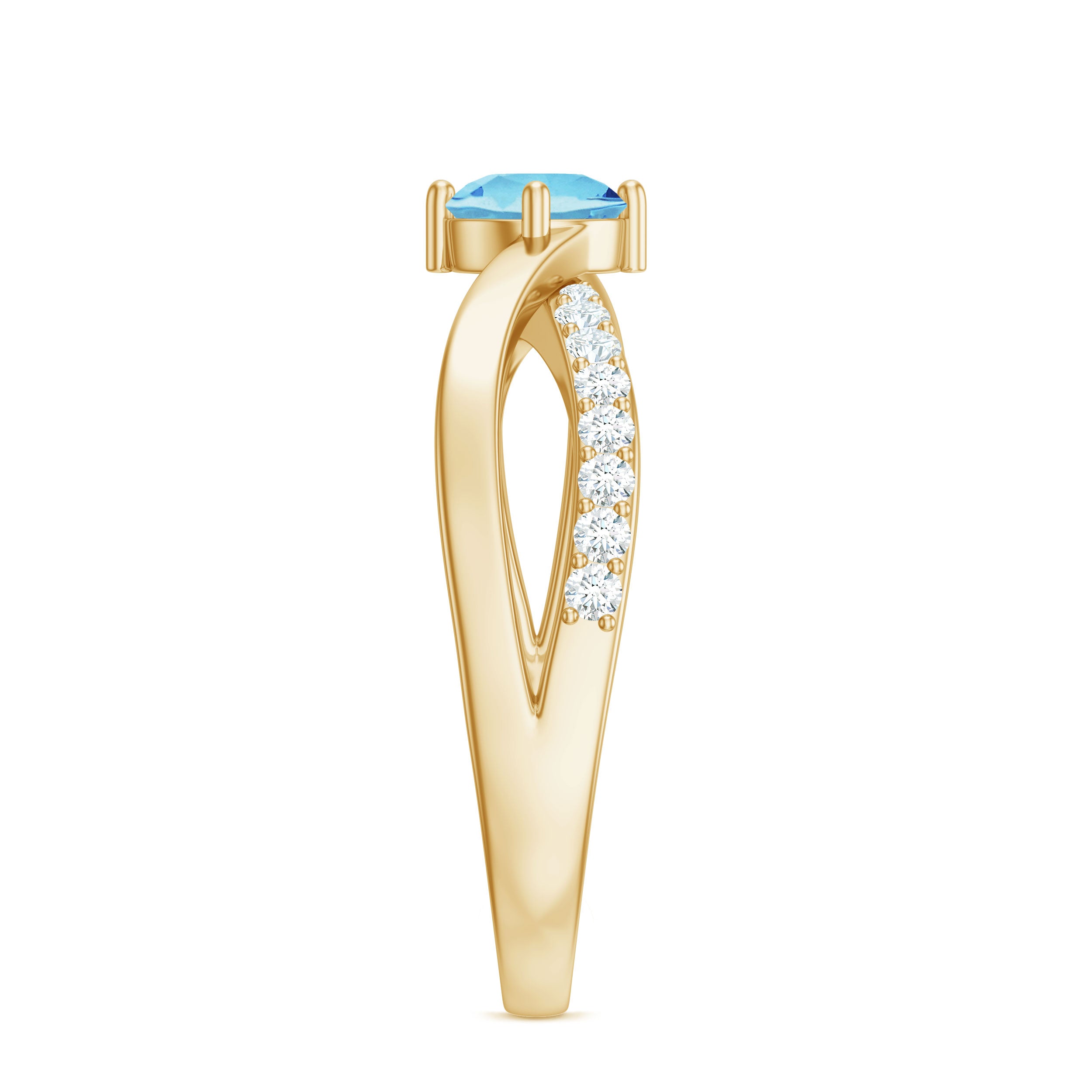 Rosec Jewels-Genuine Aquamarine Engagement Ring with Diamond Infinity Shank