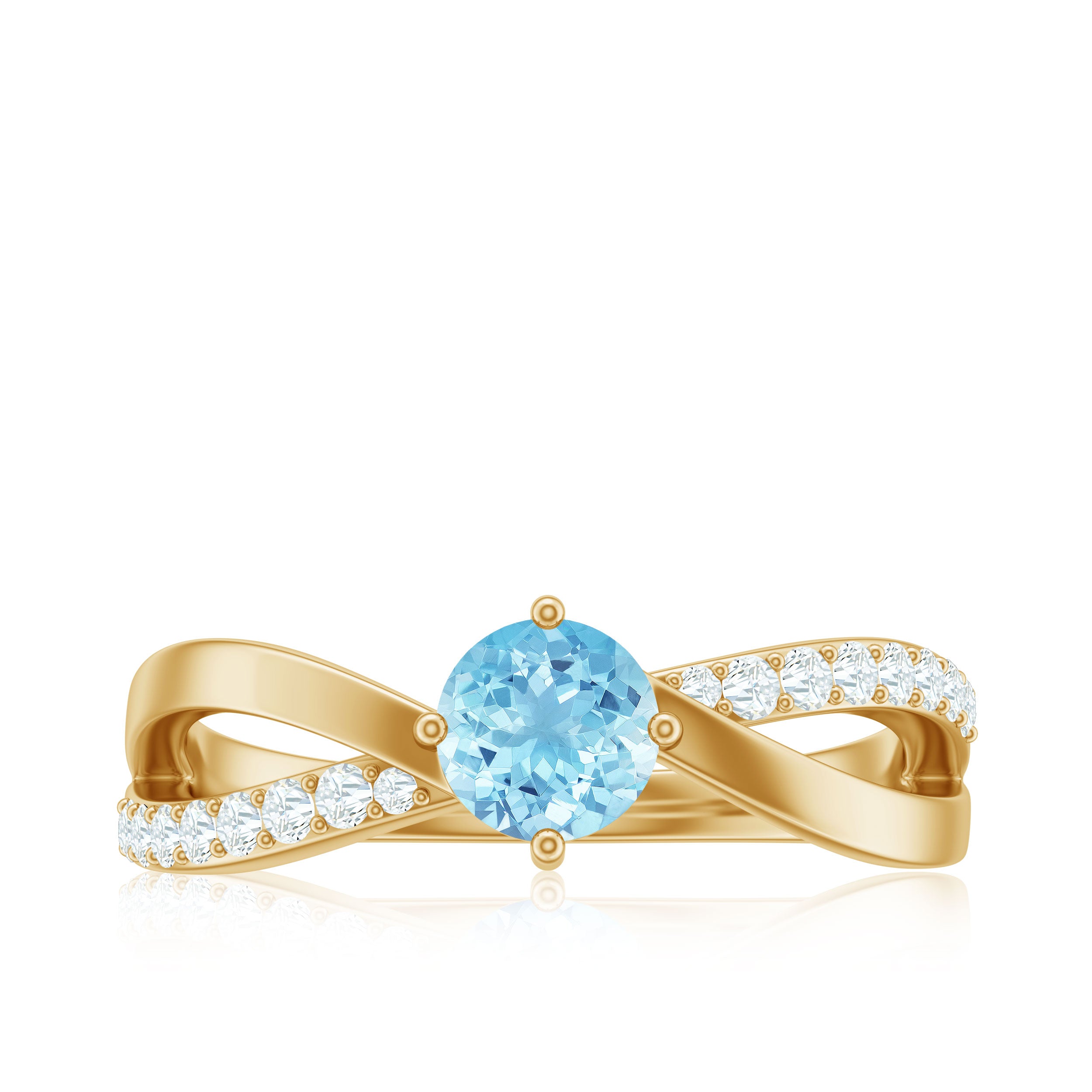 Rosec Jewels-Genuine Aquamarine Engagement Ring with Diamond Infinity Shank