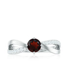 Natural Garnet Engagement Ring with Diamond Infinity Shank AAA - Rosec Jewels