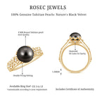 Vintage Tahitian Pearl Solitaire Engagement Ring with Diamond AAA - Rosec Jewels