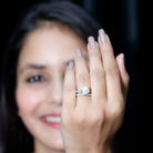Rosec Jewels-Natural White Pearl Wedding Bridal Ring Set with Moissanite
