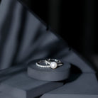 Rosec Jewels-Natural White Pearl Wedding Bridal Ring Set with Moissanite