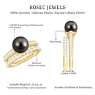 Rosec Jewels-Elegant Wedding Ring Set with 9.75 CT Tahitian Pearl and Moissanite