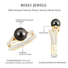 Rosec Jewels-Designer Tahitian Black Pearl Wedding Ring Set with Moissanite