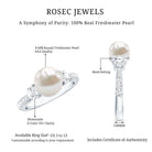 Rosec Jewels-Cultured 7.4 Carat Freshwater Pearl Engagement Ring with Moissanite
