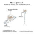 7.4 Carat Freshwater Pearl Solitaire Engagement Ring with Diamond AAA - Rosec Jewels