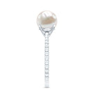 7.4 Carat Freshwater Pearl Solitaire Engagement Ring with Diamond AAA - Rosec Jewels