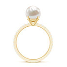 7.4 Carat Freshwater Pearl Solitaire Engagement Ring with Diamond AAA - Rosec Jewels