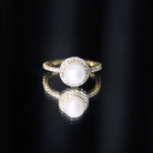 Cultured 7.4 Carat Freshwater Pearl Diamond Engagement Ring with Halo AAA - Rosec Jewels