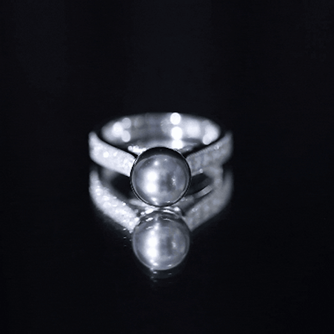 Natural Tahitian Pearl Cathedral Engagement Ring with Diamond Side Stones AAA - Rosec Jewels
