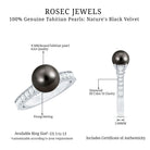 Natural Tahitian Pearl Cathedral Engagement Ring with Diamond Side Stones AAA - Rosec Jewels