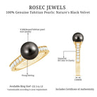 Natural Tahitian Pearl Cathedral Engagement Ring with Diamond Side Stones AAA - Rosec Jewels