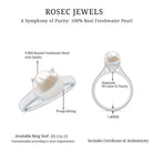Freshwater Pearl Solitaire with Diamond Ring AAA - Rosec Jewels