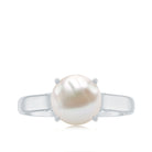 Freshwater Pearl Solitaire with Diamond Ring AAA - Rosec Jewels