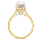 Freshwater Pearl Solitaire with Diamond Ring AAA - Rosec Jewels
