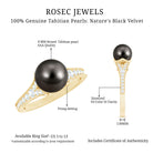 8 CT Tahitian Black Pearl Cathedral Engagement Ring with Diamonds AAA - Rosec Jewels