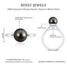 Rosec Jewels-Genuine 8 Carat Tahitian Black Pearl Cathedral Engagement Ring with Split Shank