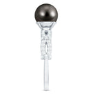 Genuine 8 Carat Black Pearl and Diamond Engagement Ring AAA - Rosec Jewels