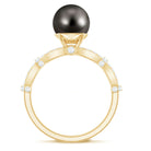 Genuine 8 Carat Black Pearl and Diamond Engagement Ring AAA - Rosec Jewels